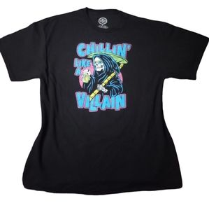 100% Cotton | Vintage Chillin' Like A Villain Grim Reaper Black T-Shirt | XL